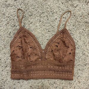 Lacey Boho Tan Brown Bralette Top